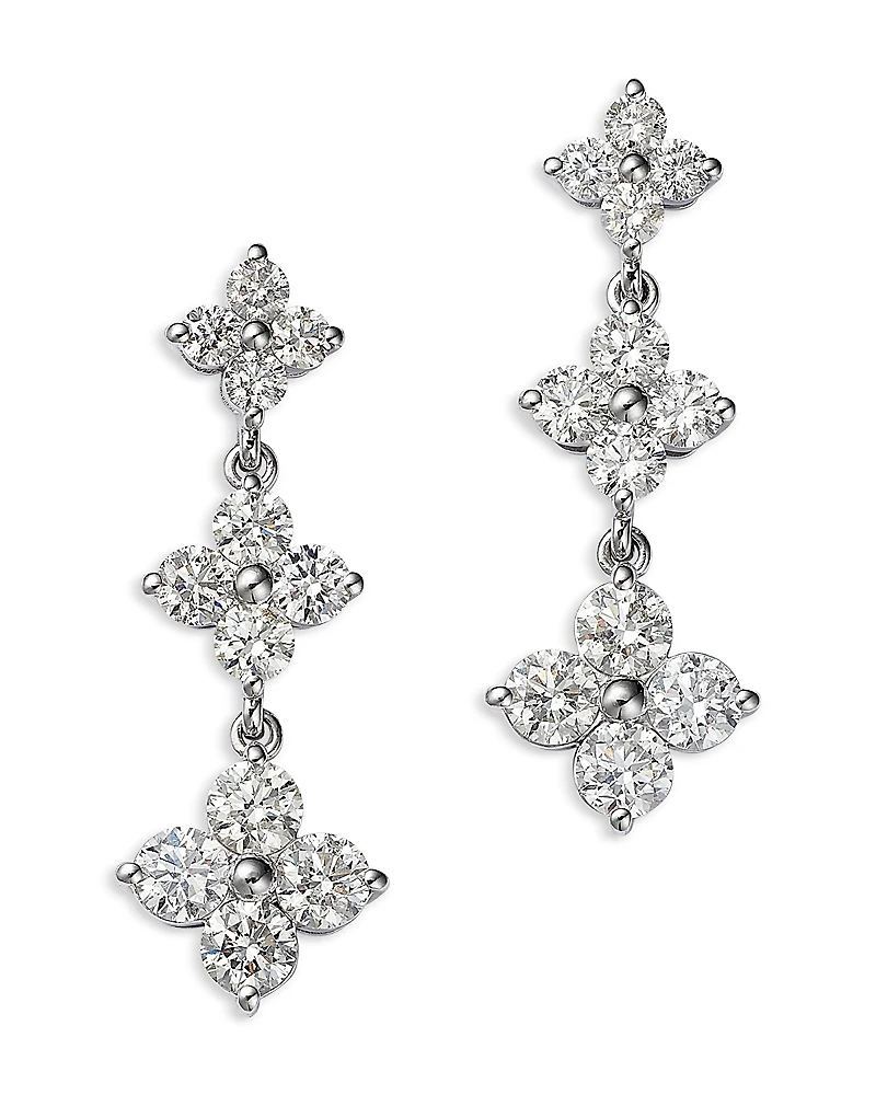 Bloomingdale's Fine Collection Diamond Triple Cluster Drop Earrings