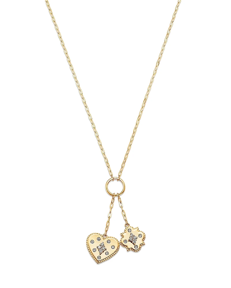 Bloomingdale's Fine Collection Diamond Heart & Clover Charm Necklace