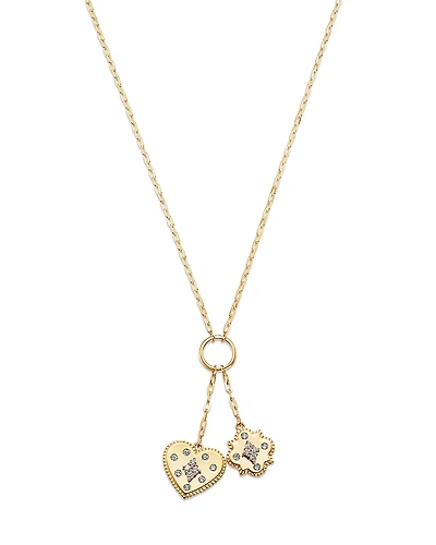 Bloomingdale's Fine Collection Diamond Heart & Clover Charm Necklace
