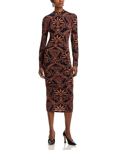 Farm Rio Cornely Anika Printed Jersey Midi Dress