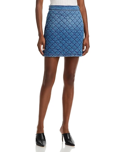 Farm Rio Quilted Denim Mini Skirt