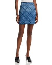 Farm Rio Quilted Denim Mini Skirt