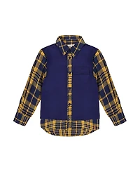 Deux par Boys' Long Sleeve Plaid Flannel Shirt with Solid Vest - Little Kid