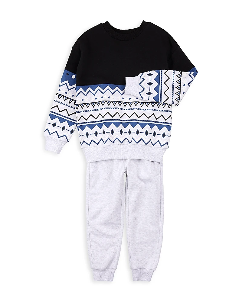 Miles The Label Boys' Fleece Fair Isle Sweatshirt & Joggers Set - Baby