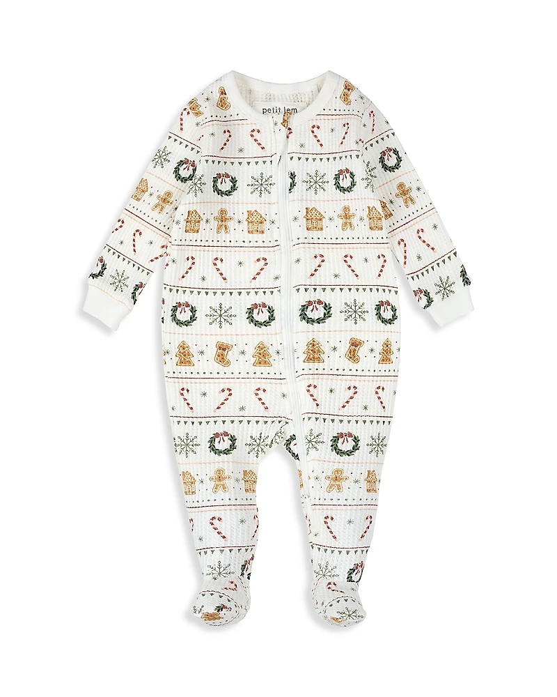 Firsts by petit lem Girls' Fair Isle Footed Print Sleeper - Baby