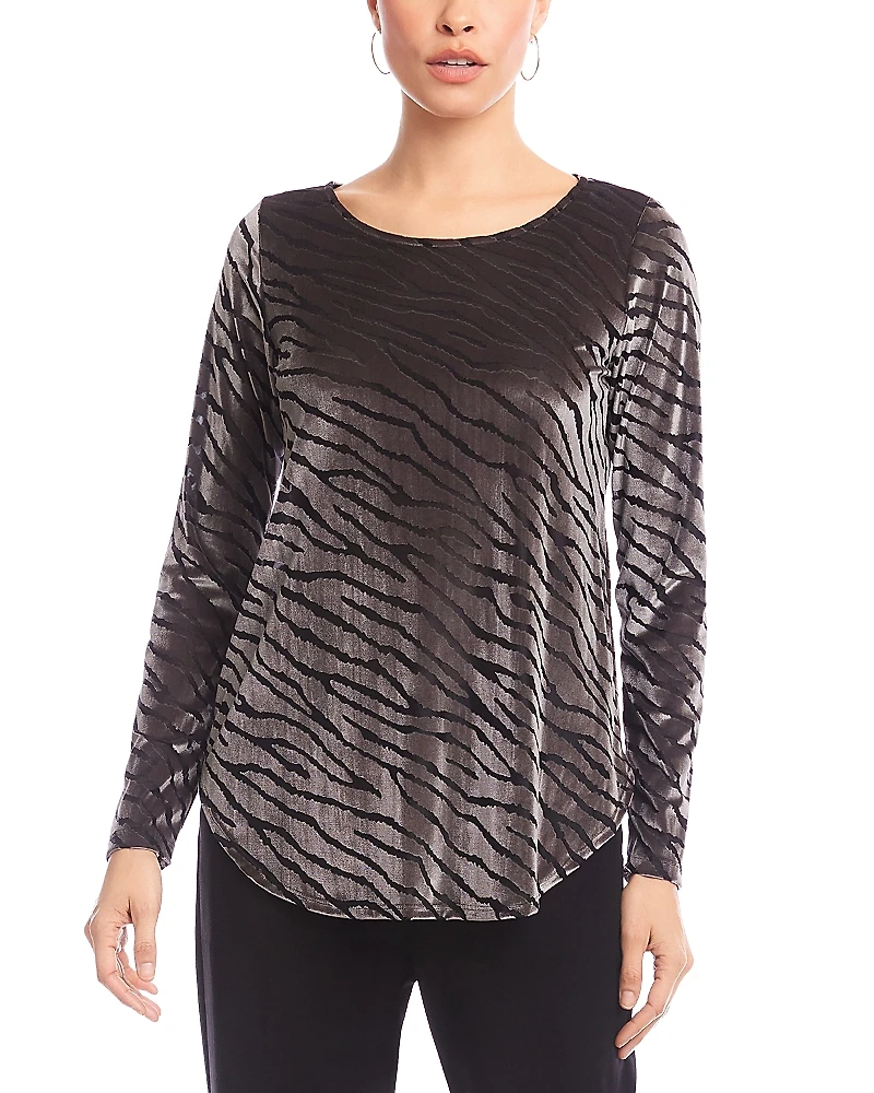 Karen Kane Velvet Burnout Shirttail Top