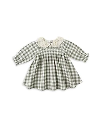 Quincy Mae Girls' Checked Eyelet Collar Smocked Dress - Baby