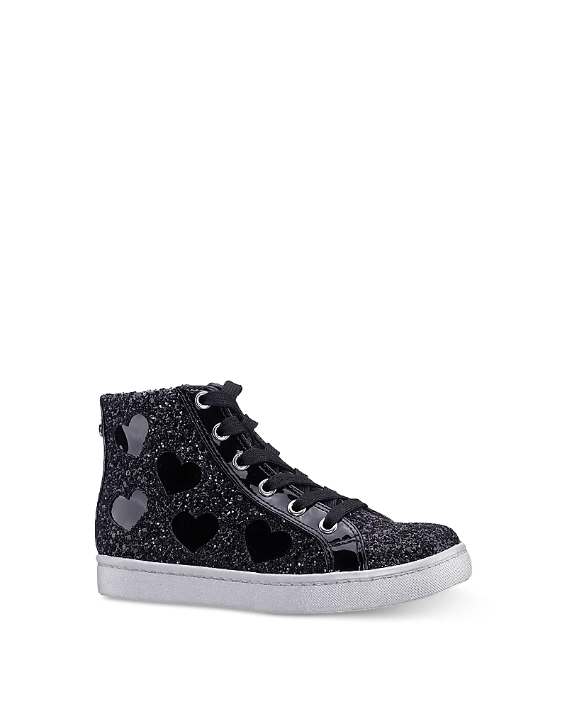 Nina Girls' Cass Glitter High Top Zip Lace Up Sneakers - Little Kid, Big Kid