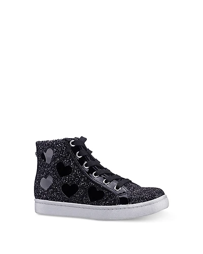 Nina Girls' Cass Glitter High Top Zip Lace Up Sneakers - Little Kid, Big Kid