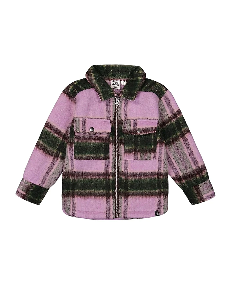 Deux par Girls' Zipped Plaid Overshirt