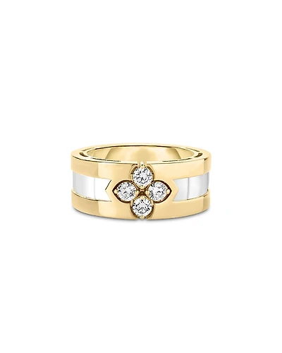 Roberto Coin Diamond Flower & Mother Of Pearl Band Ring