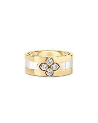Roberto Coin Diamond Flower & Mother Of Pearl Band Ring