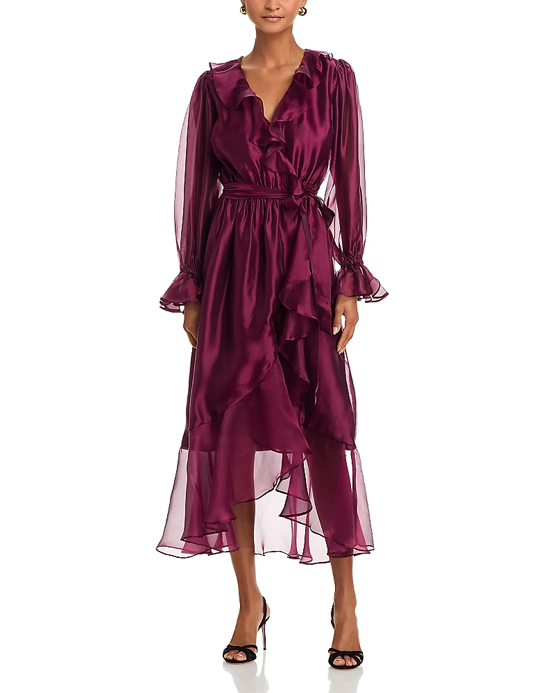 Aqua Ruffled Chiffon Dress - Exclusive