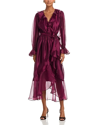 Aqua Ruffled Chiffon Dress - Exclusive