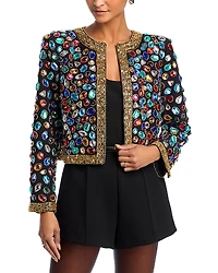 Aqua Collarless Jeweled Blazer - Exclusive