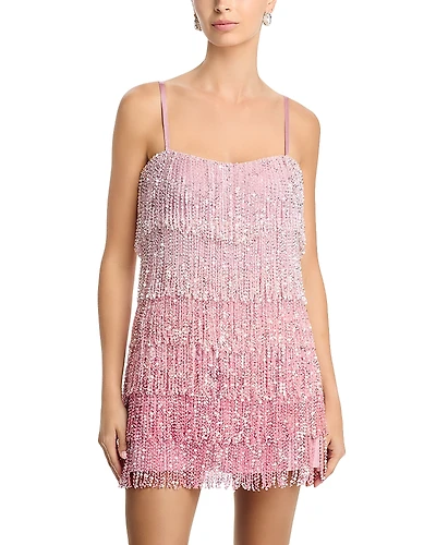 Aqua Tiered Ombre Fringe Dress - Exclusive