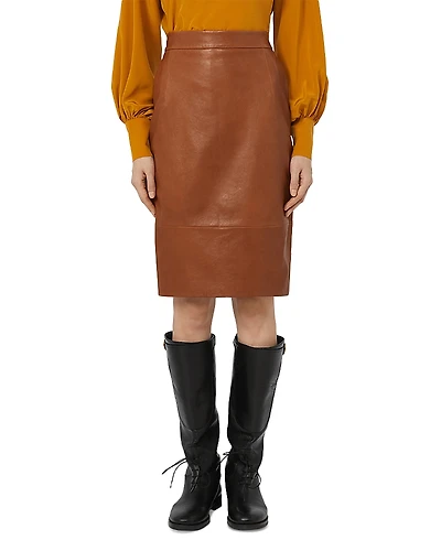 Weekend Max Mara Signature Papaile Leather Pencil Skirt