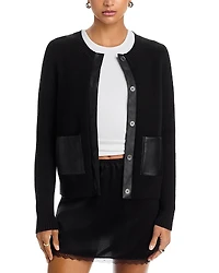 Six Fifty Natalia Faux Leather Trim Cardigan
