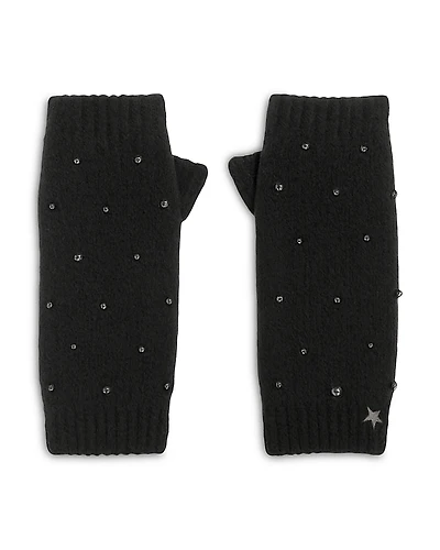 Jocelyn Crystal Bead Faux Fur Lined Fingerless Mittens
