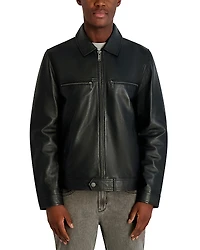 Karl Lagerfeld Paris Collared Leather Jacket