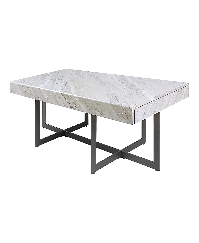 Furniture of America Martine 47 Faux Marble Top 2-Drawer Coffee Table