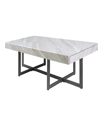Furniture of America Martine 47 Faux Marble Top 2-Drawer Coffee Table