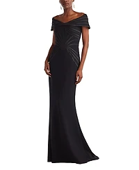 Tadashi Shoji Meridian Sundial Off-Shoulder Gown