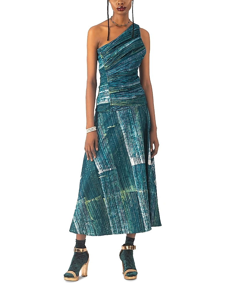 Busayo Tiwa Printed One Shoulder Maxi Dress