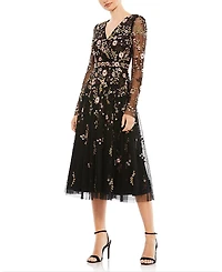 Mac Duggal Floral Embroidered A-Line Cocktail Dress