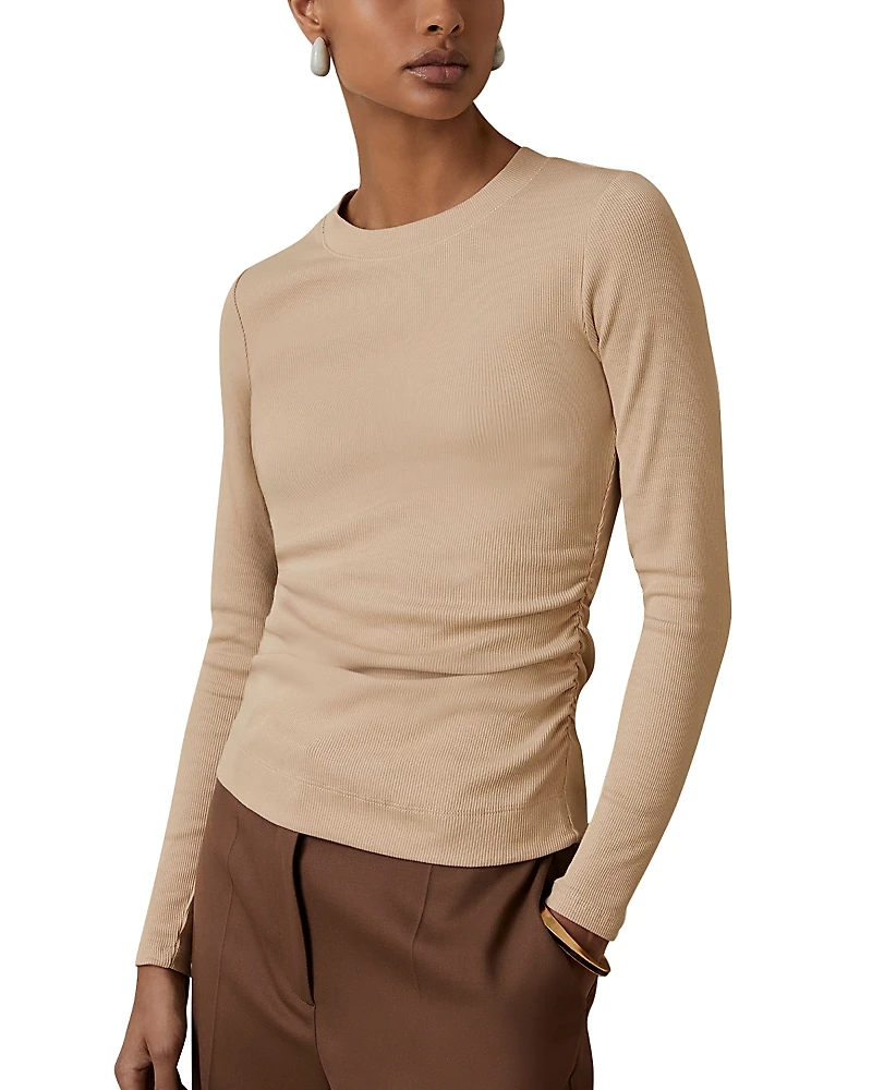 Reiss Tessa Ribbed Long Sleeve Tee