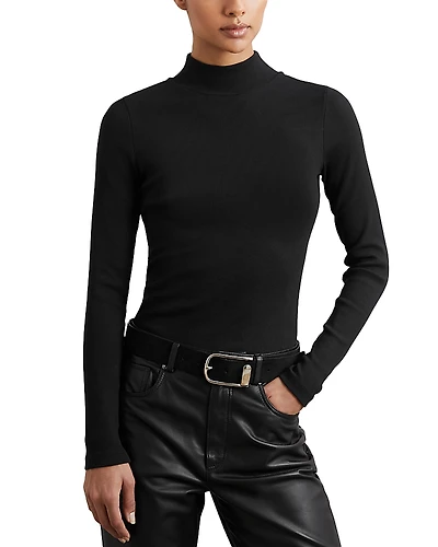 Reiss Polly Ribbed Funnel Neck Top