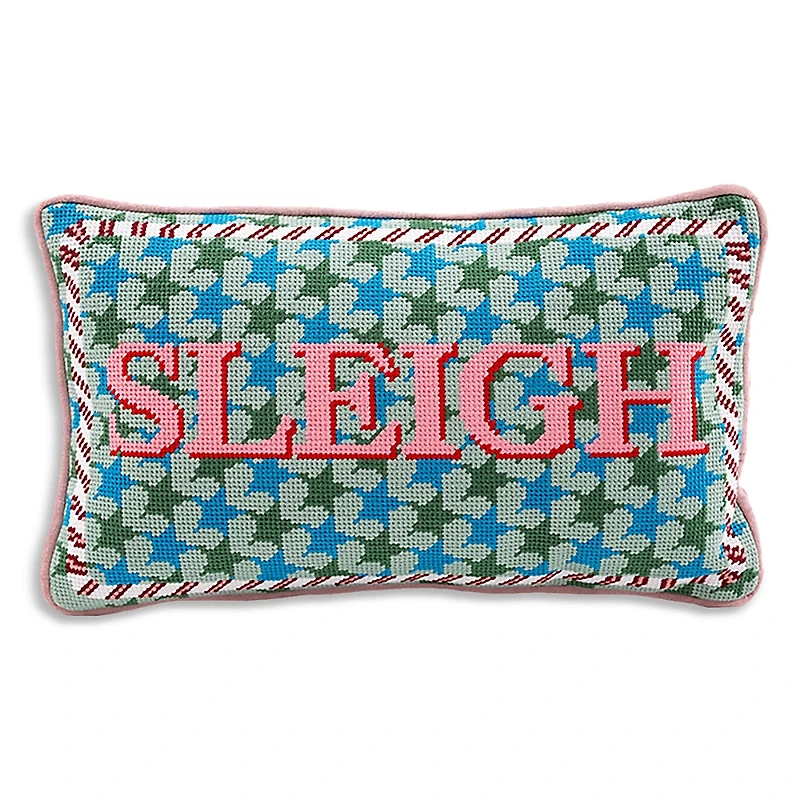 Furbish Studio Sleigh Needlepoint Pillow