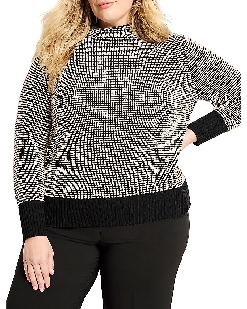 Nic+Zoe Plus Pixel Knit Funnel Neck Sweater