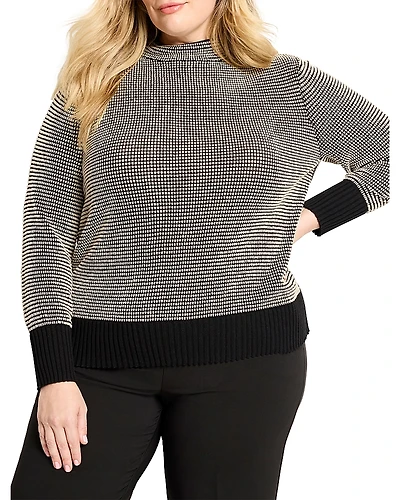 Nic+Zoe Plus Pixel Knit Funnel Neck Sweater
