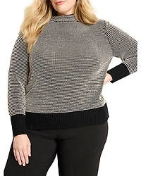 Nic+Zoe Plus Pixel Knit Funnel Neck Sweater