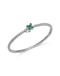 Bloomingdale's Fine Collection Emerald & Diamond Clover Tennis Bracelet
