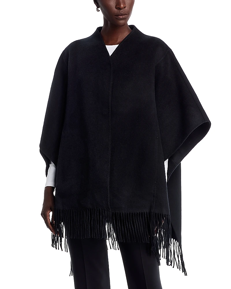Lafayette 148 New York Wool Cashmere Fringed Hem Cape