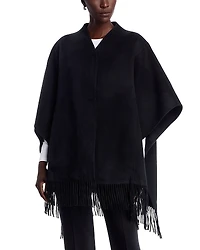 Lafayette 148 New York Wool Cashmere Fringed Hem Cape
