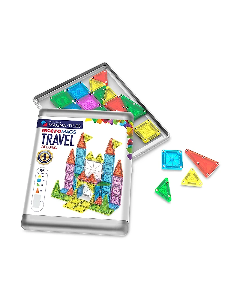 Magna-Tiles microMAGS Travel Set Deluxe Magnetic Construction Set, 55 Piece - Ages 3+
