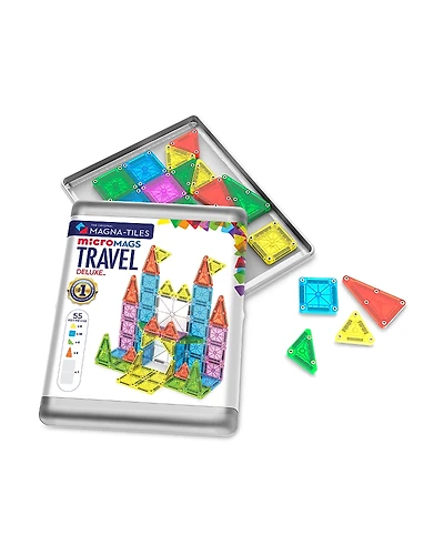Magna-Tiles microMAGS Travel Set Deluxe Magnetic Construction Set, 55 Piece - Ages 3+