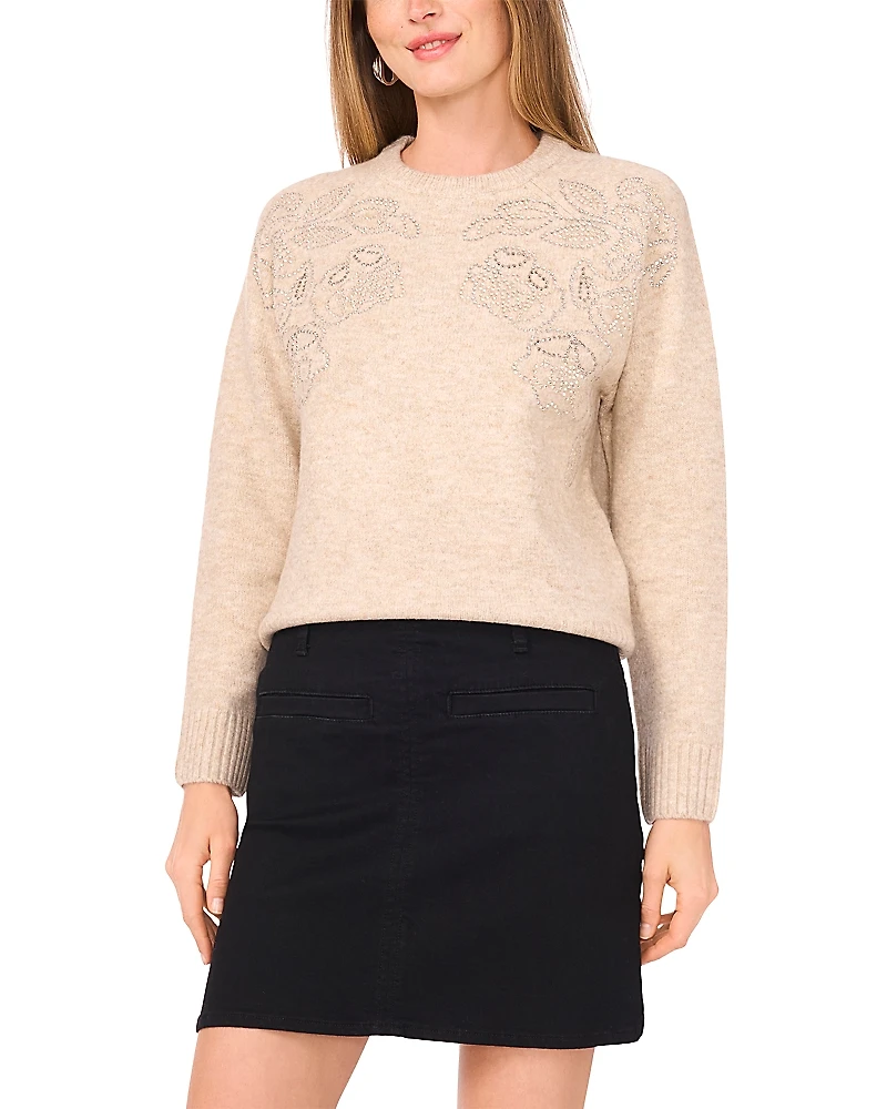 Vince Camuto Embellished Crewneck Sweater