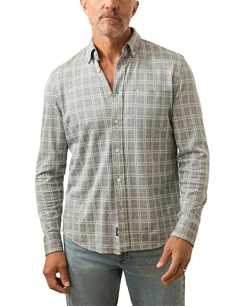 Faherty Coastline Knit Plaid Button Down Shirt