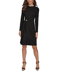Donna Karan Ruched Hardware Trim Dress