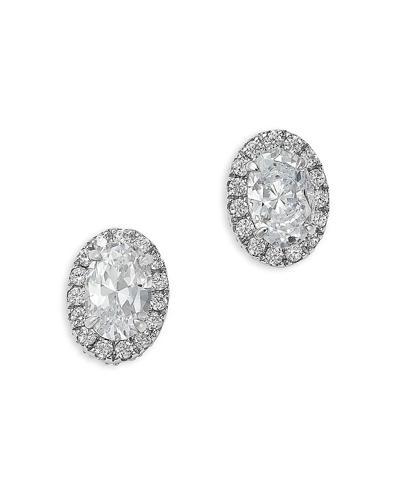Bloomingdale's Fine Collection Oval Diamond Halo Stud Earrings