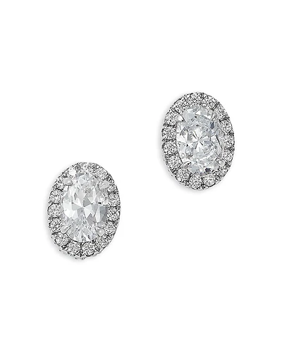 Bloomingdale's Fine Collection Oval Diamond Halo Stud Earrings