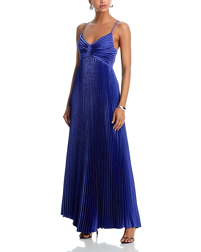 Likely Asra Pleated Satin Gown