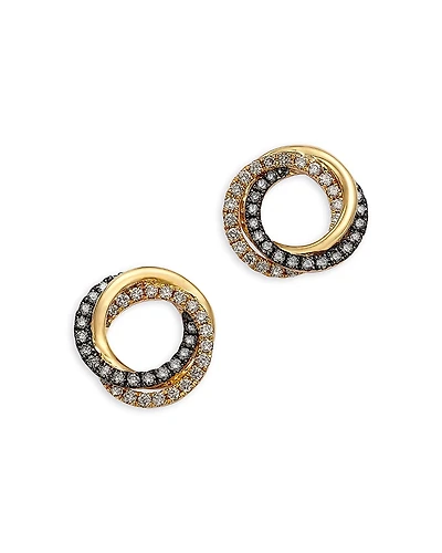 Bloomingdale's Fine Collection Champagne & Brown Diamond Circle Twist Stud Earrings
