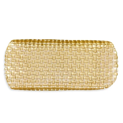 Vietri Rufolo Glass Gold Basketweave Large Rectangular Tray