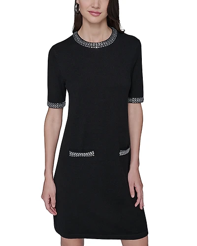 Karl Lagerfeld Paris Rhinestone Trim A Line Dress