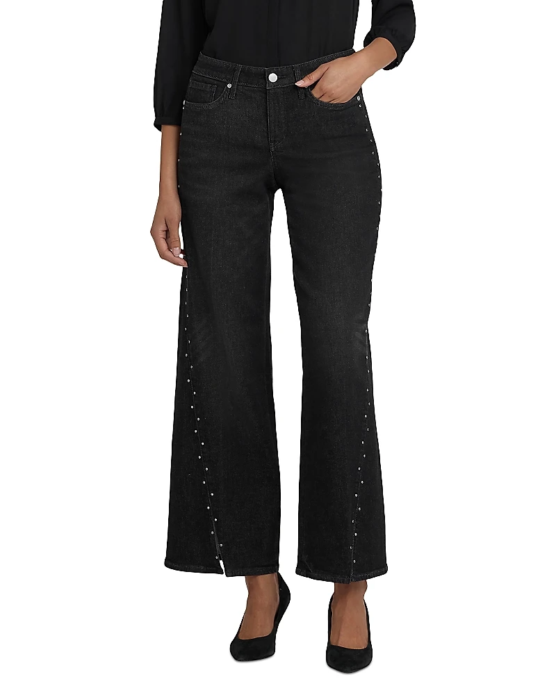 Nydj Teresa High Rise Rhinestone Wide Leg Jeans